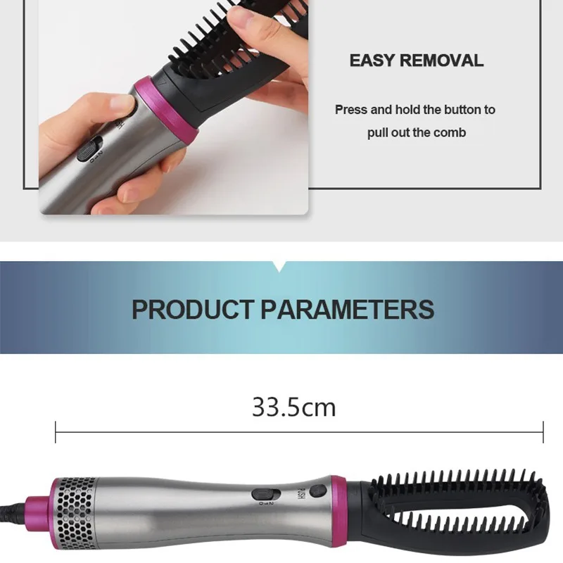 1000W Professional Hair Dryer Brush 5 In 1 Straightener Curler Comb Electric Blow With Roller Styler | Красота и здоровье