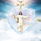 Новое Изысканное ожерелье с кристаллами в форме сердца персика, инкрустированное бриллиантами Иисусом, модное религиозное ожерелье, ювелирные изделия