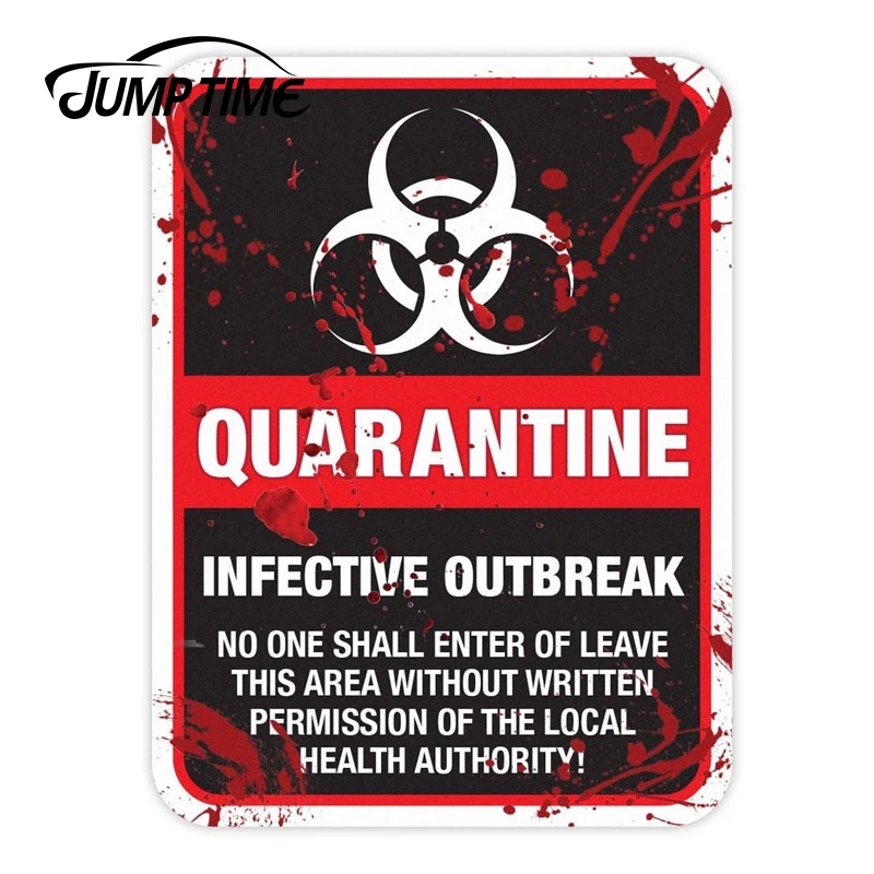 

JumpTime 13cm X 9.75cm Halloween ZOMBIE Warning Quarantine Infected Area Caution Car Sticker Decals The Whole Body Bumper