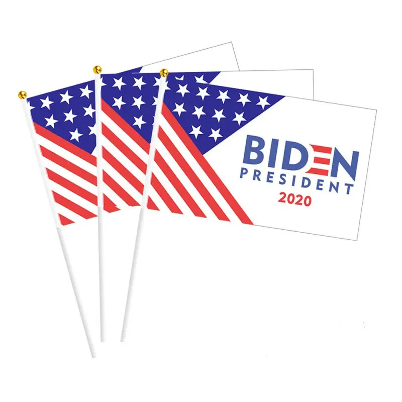 10 шт./лот поддержка полиэстер с принтом ручной развевающийся флаг США для