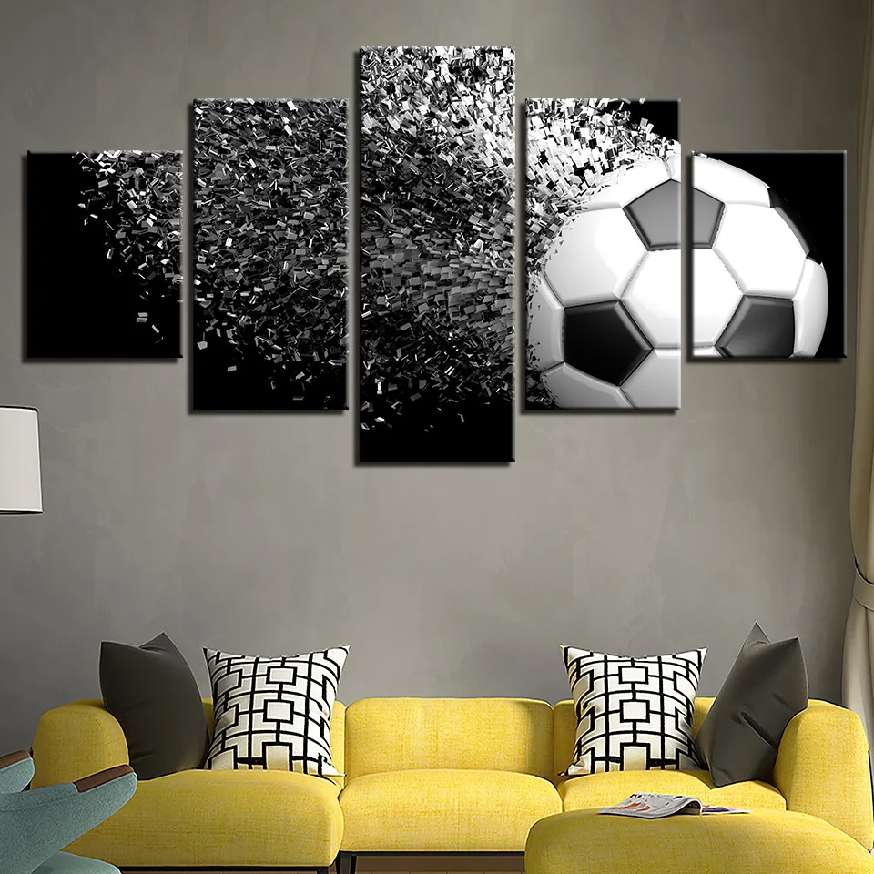 Decorative Painting Inkjet 5 Pieces Sports Football Home Living Room Sofa Background Wall Canvas Print | Дом и сад