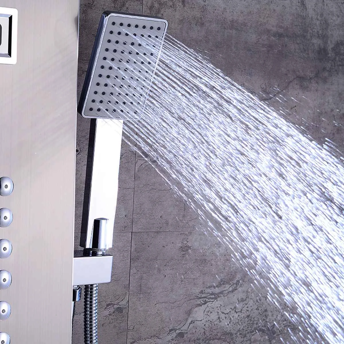 Душевая колонна термостатическая душевая без резервуара из матового никеля с