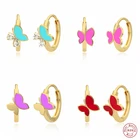 Женские серьги-Обручи из серебра 925 пробы с эмалью