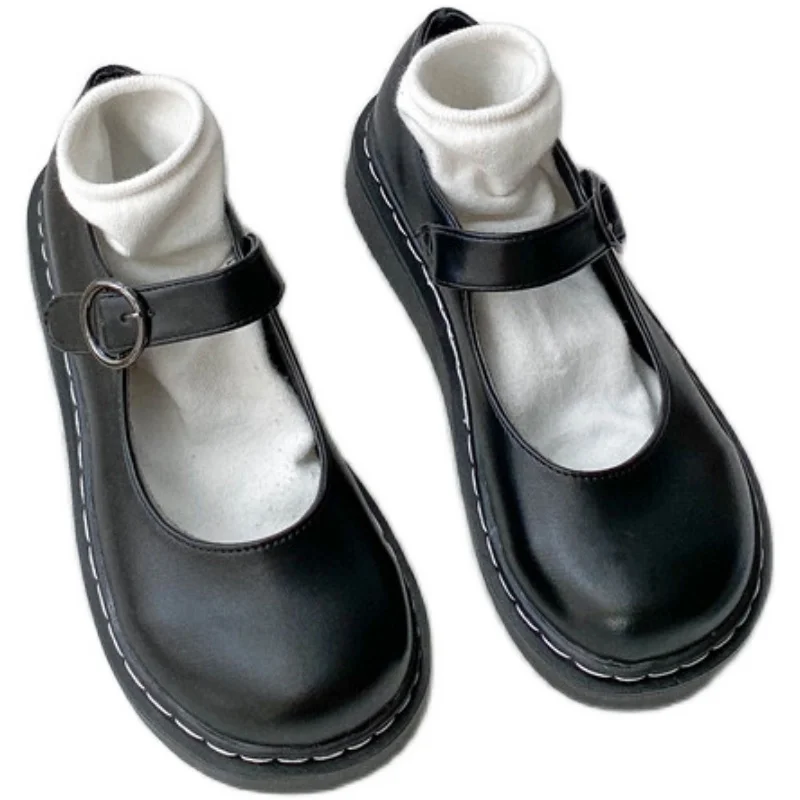 

All-Match Round Head Shallow Mouth Ladies Single Shoes Spring And Summer New JK Uniform Japanese Small Leather Shoes
