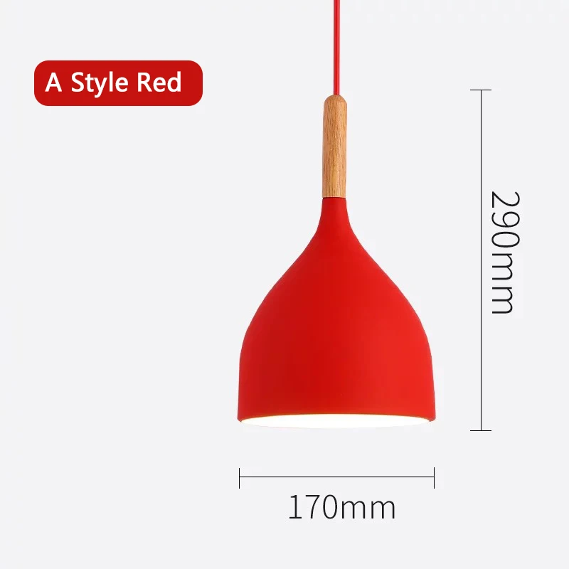 A Style red Подвесной светильник в скандинавском стиле, современный светодиодный подвесной светильник E27, подвесной светильник для кухни, гостиной, бара, ресторана, спальни, подвесной светильник, абажур - Цвет корпуса: A Style red