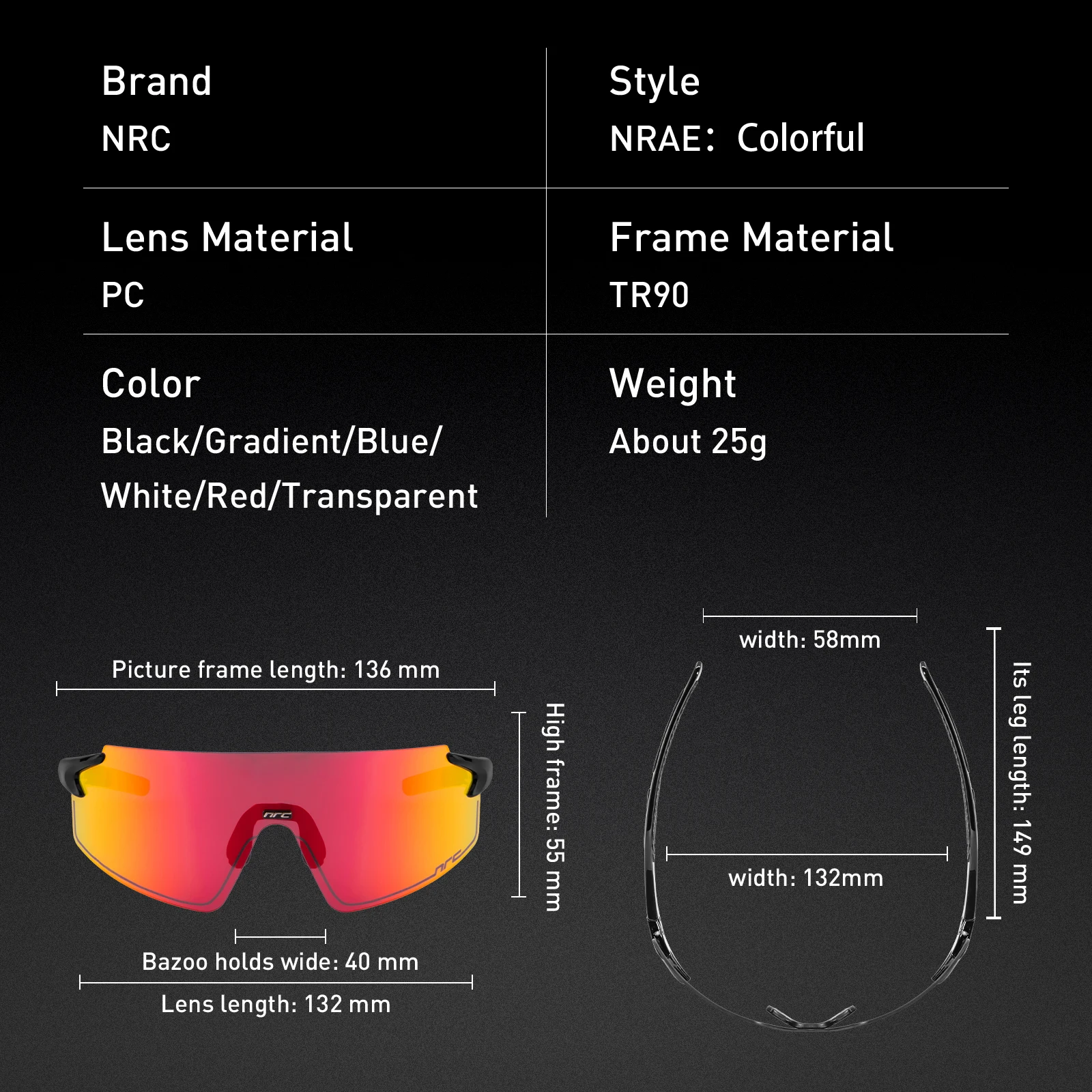 

NRC Cycling Glasses Outdoor Multi Scenarios Eyewear Running Riding Fishing Cycling Sunglasses MTB Bicycle Gafas De Ciclismo
