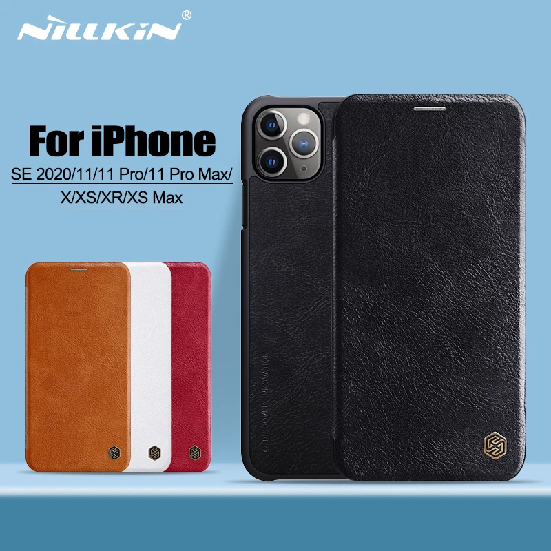 For iPhone 11 Pro case SE 2020 NILLKIN Vintage Qin Flip Cover wallet PU leather PC back cover For iPhone X/XS/XR/11/ 11 Pro Max