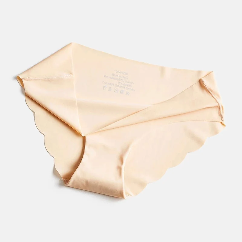 

3 Piecs silk underwear trace wavy women's low waist sexy briefs panties plus safety Female Soft Intimates Underpants Lingerie