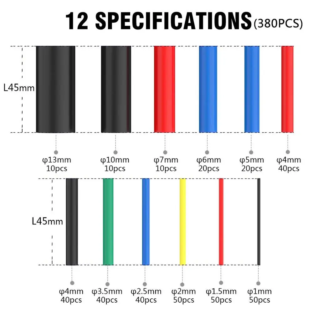 500 шт. соединители для проводов и термоусадочные трубки изолированные