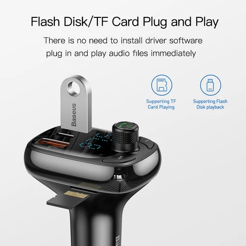 FM-трансмиттер Baseus с функцией быстрой зарядки и USB-портом