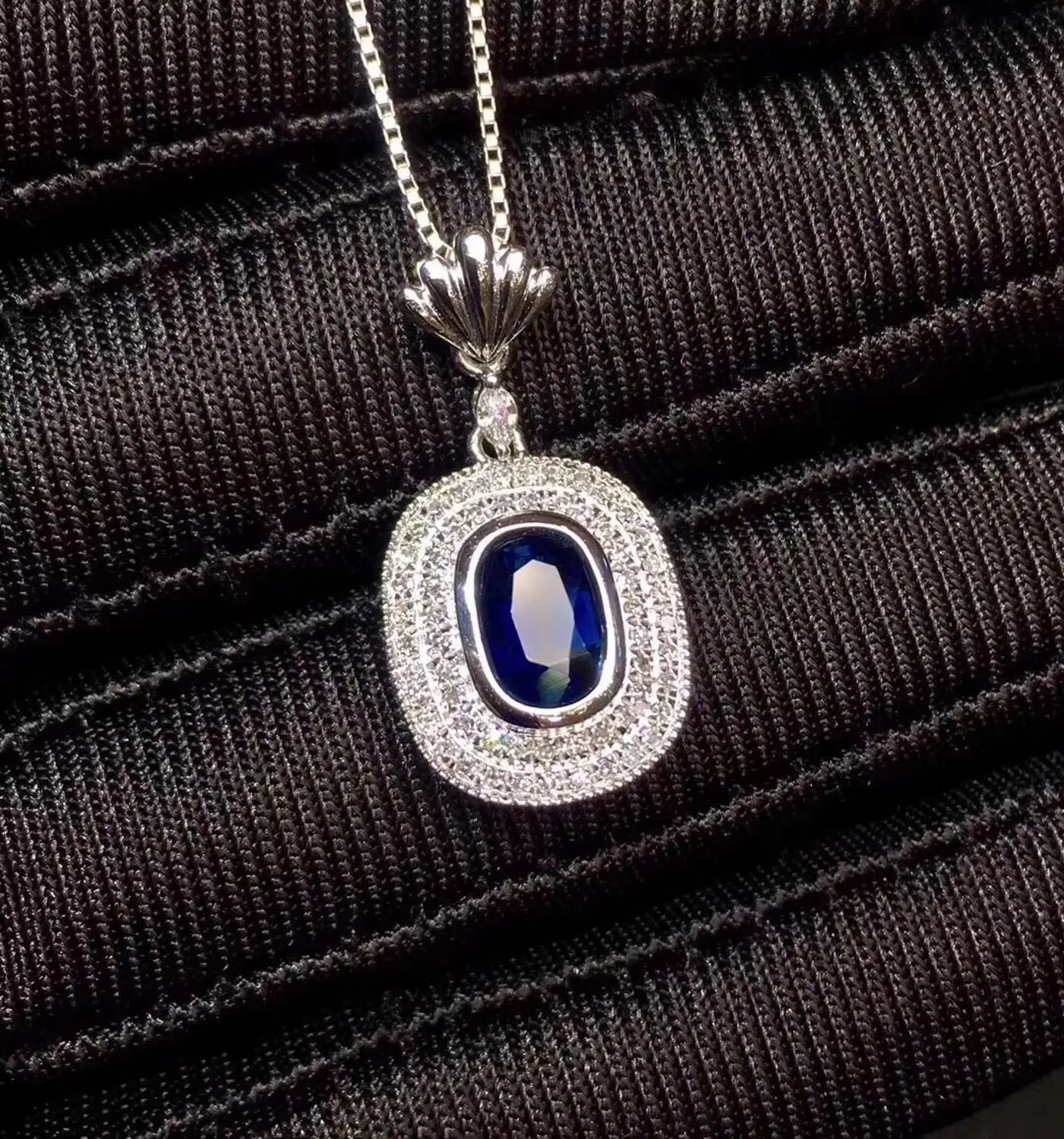 Женская цепочка с подвеской в виде сапфира ювелирное изделие из настоящего