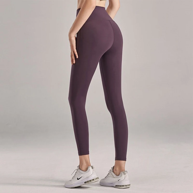 

New Yoga New No Embarrassing Line Logo Naked Sense Yoga Sports Women Pants High-waisted Push-up American European Leggings