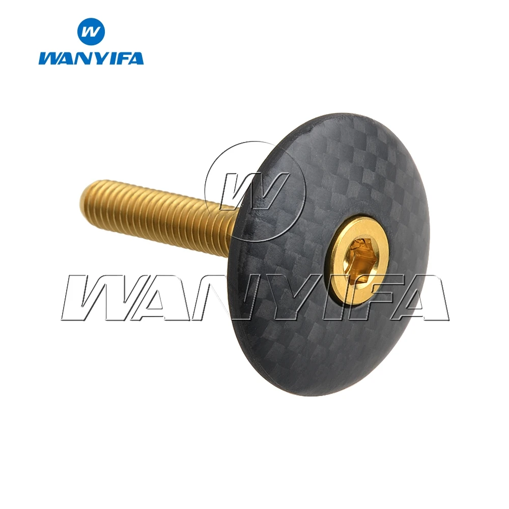 Титановый "Wanyifa" Болт M6x35mm+ 1 1/" труба из углеродистого волокна 3K из углеродного волокна Глянцевая/матовый шоссейный велосипед Горный велосипед Велоспорт седло велосипеда гарнитура стволовых Топ Кепки - Цвет: Matte Gold