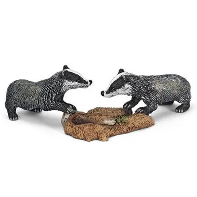 2 badger cubs Настоящий зоопарк, джунгли, Животные фермы, модель серии 2, петух, коза, утка, Выдра, детские развивающие игрушки для детей, подарок - Цвет: 2 badger cubs