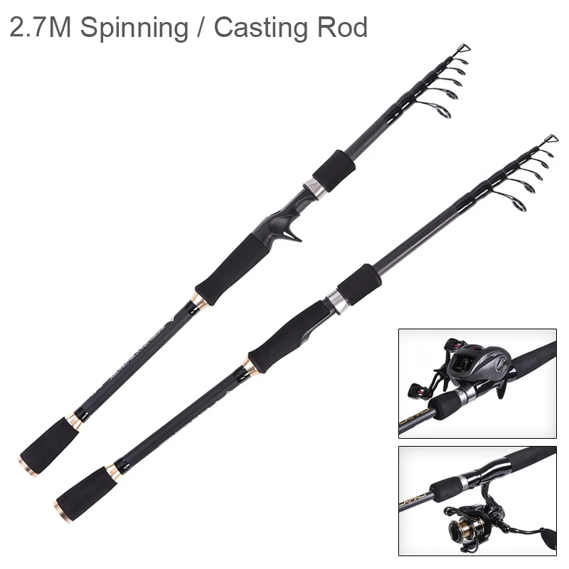 

2.1m 2.4m 2.7m Carbon Lure Fishing Rod Straight Shank 6/7 Section Telescopic Ultra Light Carbon Fiber Fishing Pole Lure Tackle