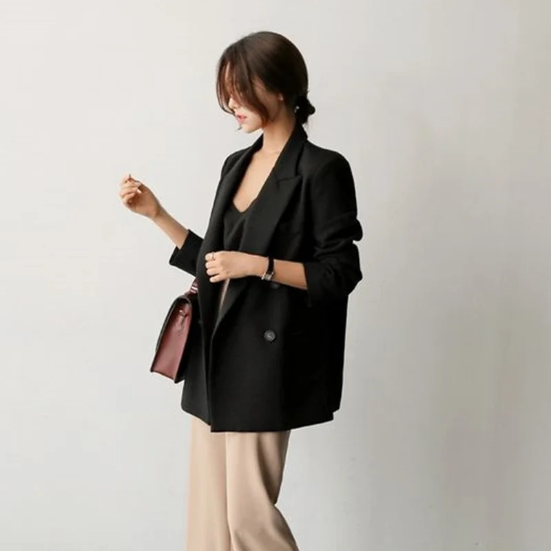 

GOOHOJIO 2020 New Casual Long Sleeve Blazer Overcoats Autumn Temperament Cardigan Blazers Female Fashion Oversized Tops Women