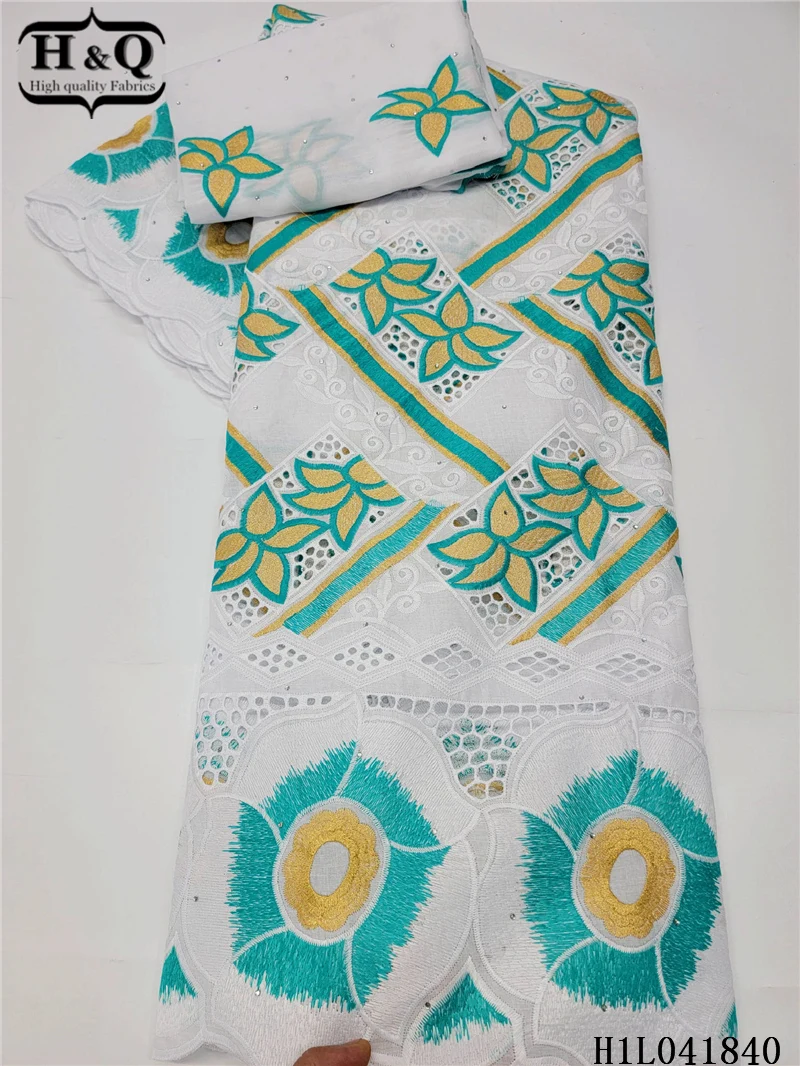 

H&Q latest french dry lace fabric with stones high quality 100% cotton swiss voile laces in switzerland for sewing party dress