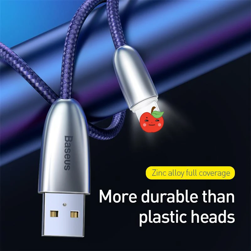 USB кабель Baseus для iPhone 11 Pro XS Max XR Xs 8 7 6 6s Plus SE 5s 2.4A индикатор быстрой зарядки шнур