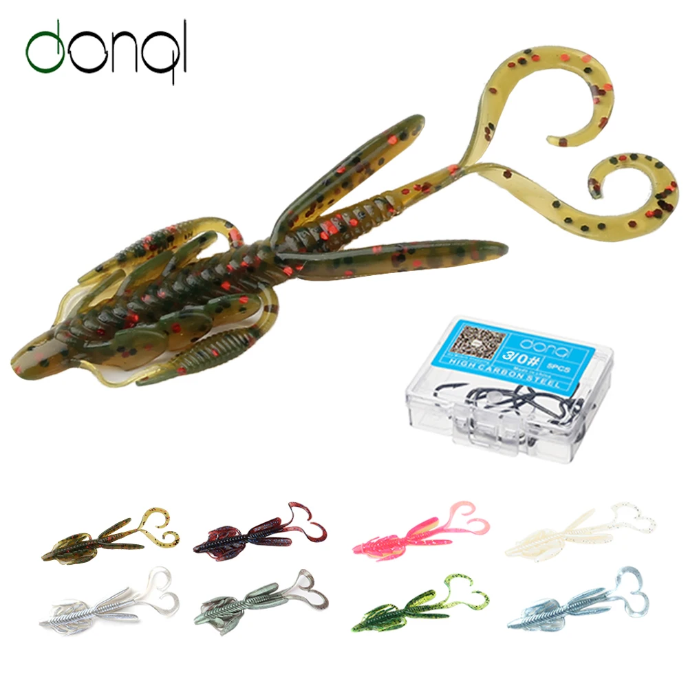 

DONQL 10Pcs Jigging Soft Fishing Lures 89mm 3.1g Artificial Shrimp Worm Baits Wobblers Swimbait Fishy Smell Bass Silicone Lures