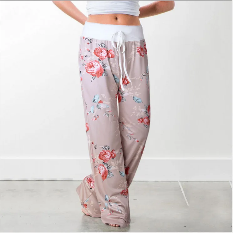 

Spring and Autumn Lace-up Casual Wide-leg Trousers Fashion Loose and Comfortable Lace-up Camouflage Printed Trousers Pants