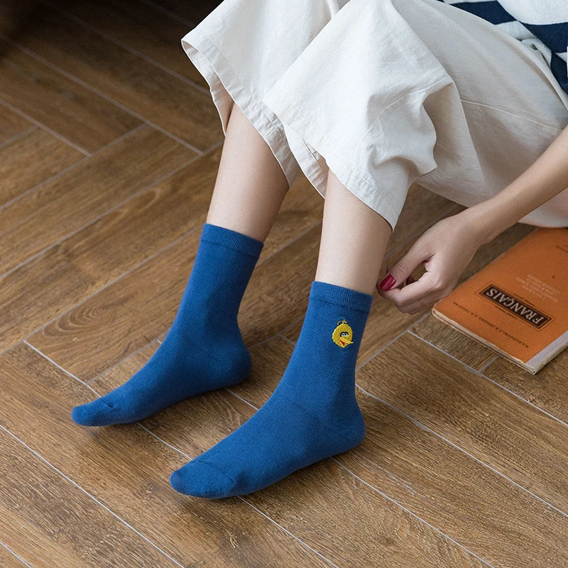 Новинка Женские милые хлопковые носки Забавные с вышивкой в виде улыбки для