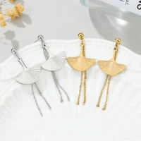 women elegant ginkgo leaves drop earrings high quality 18k stainless steel party accessories fashion jewelry gifts wholesale