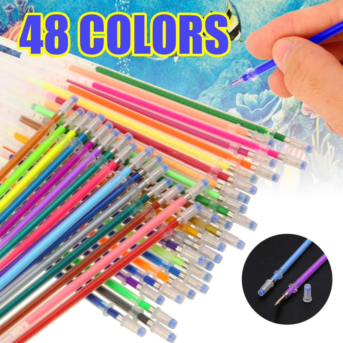 48 Цвета гель заправки для ручек 175*75*20 мм ручка блеск Цветной Рисование
