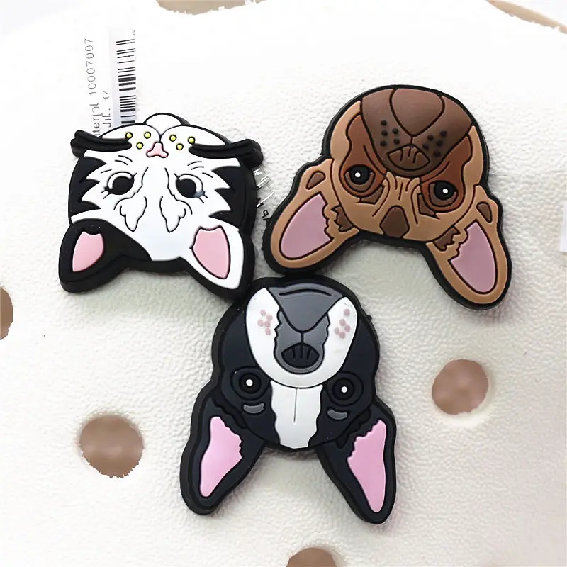 Novely Single Sale Animals Style Shoe Charms Accessories Cute Bulldog Cat Garden Shoe Decoration for croc jibz Kid's X-mas Gifts