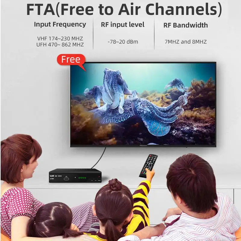 H.265 HEVC DVB-T2 Europe EAC3 Plus декодер тюнер DVB T2 265 цифровой ТВ наземный вещательный