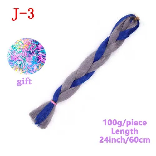 J3 MERISIHAIR, 24 дюйма, огромные косички, длинные, Омбре, Джамбо, синтетические плетеные волосы, вязанные крючком, блонд, розовый, синий, серый, волосы для наращивания, африканские - Цвет: J3