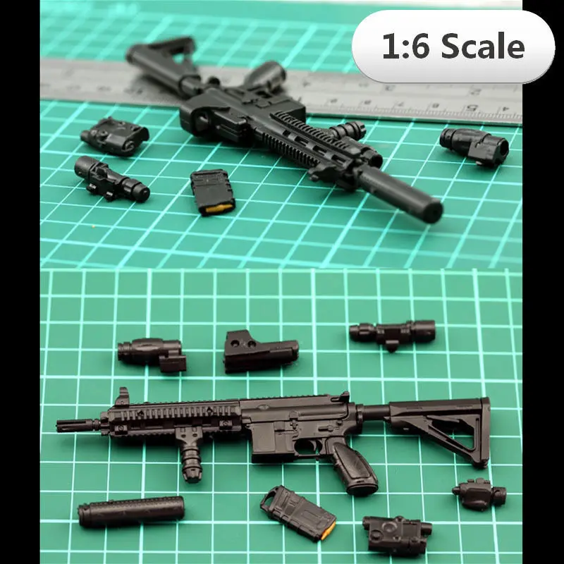 1:6 HK416 АВТОМАТИЧЕСКАЯ ВИНТОВКА 1/6 пластиковая черная модель пистолета сборные