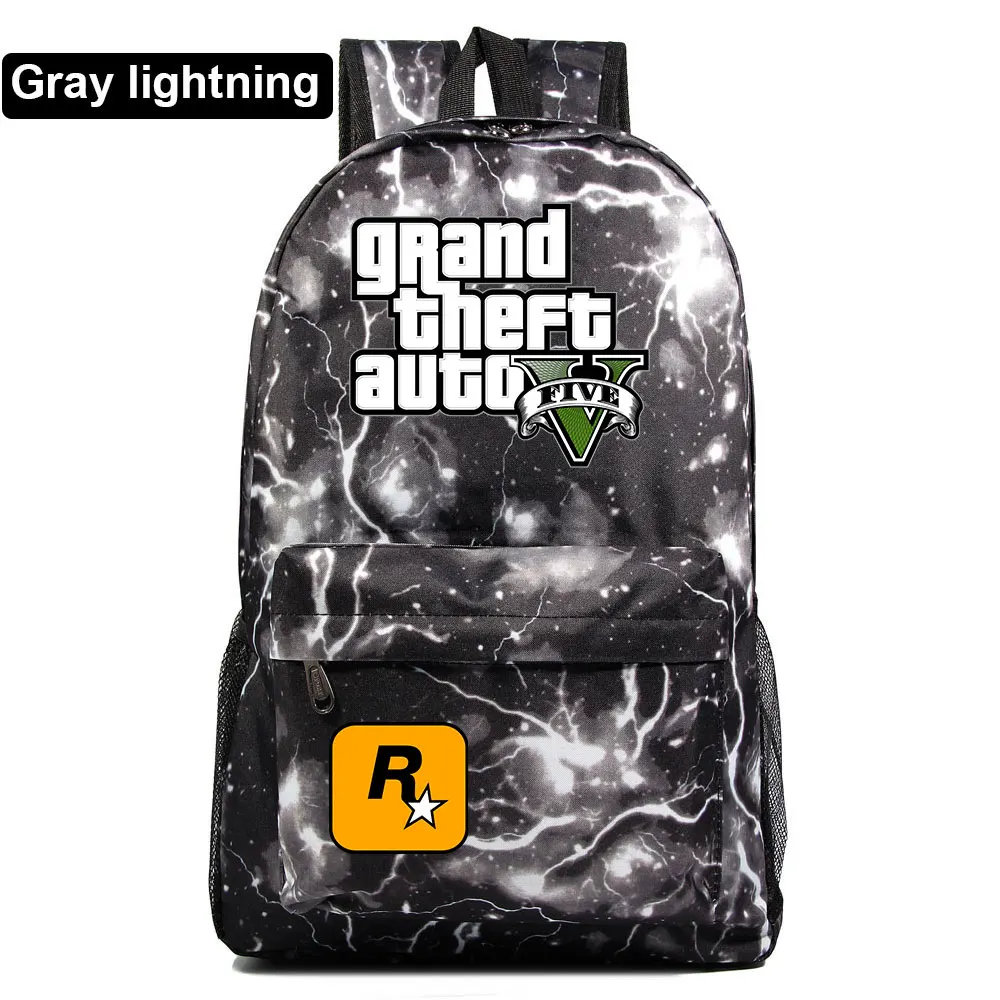 A34-29 Подарочные игры с героями мультфильмов, GTA5, клетчатая школьная сумка ярких цветов для мальчиков и девочек, женский рюкзак, школьные сумки для подростков, холщовые мужские школьные рюкзаки - Цвет: A34-29
