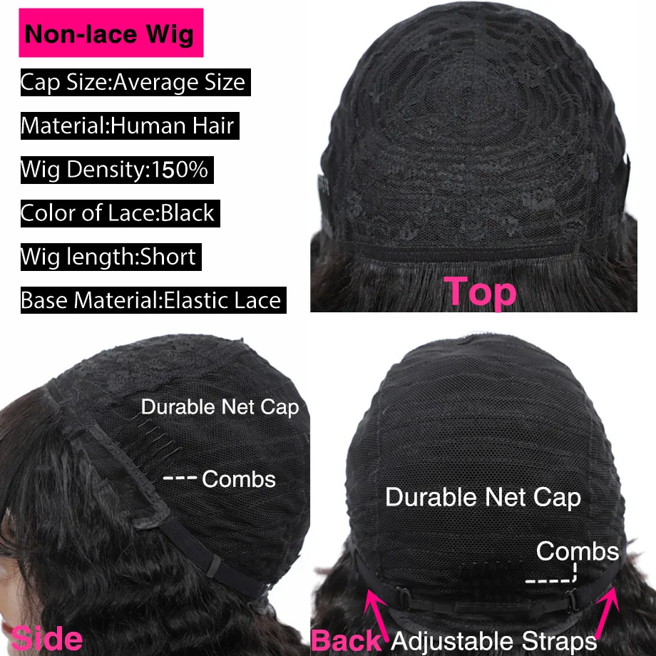 

Body Wave Wigs Full Machine Made Wig Human Hair Wig with Bangs Long Hair Natural Color Wig With Bangs For Women Brazilian Remy