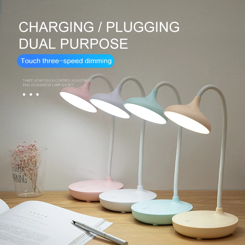 

LED Studying USB Charging Table Lamp 3 Modes Dimming Portable Soft Eye Protection Desk Lamps Reading Night Light Kids Gifts 2021