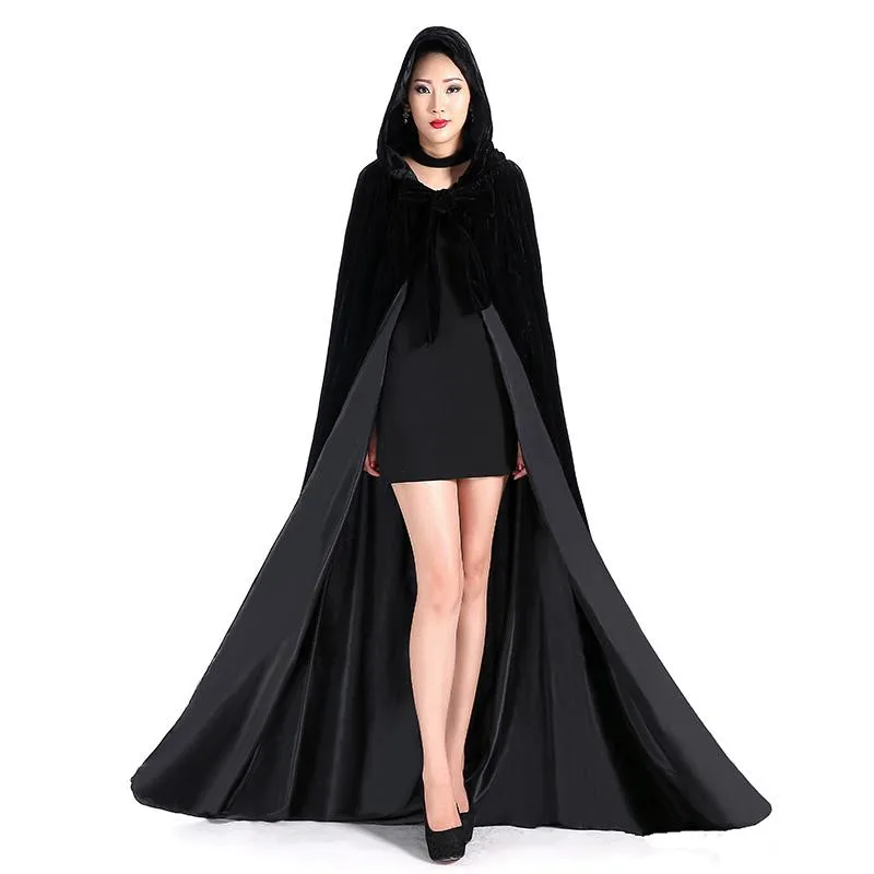 Cheap Velvet Hooded Cloaks Winter Wedding Capes Wicca Robe Warm Christmas Long Custom Made Floor Length Bridal Wraps | Свадьбы и