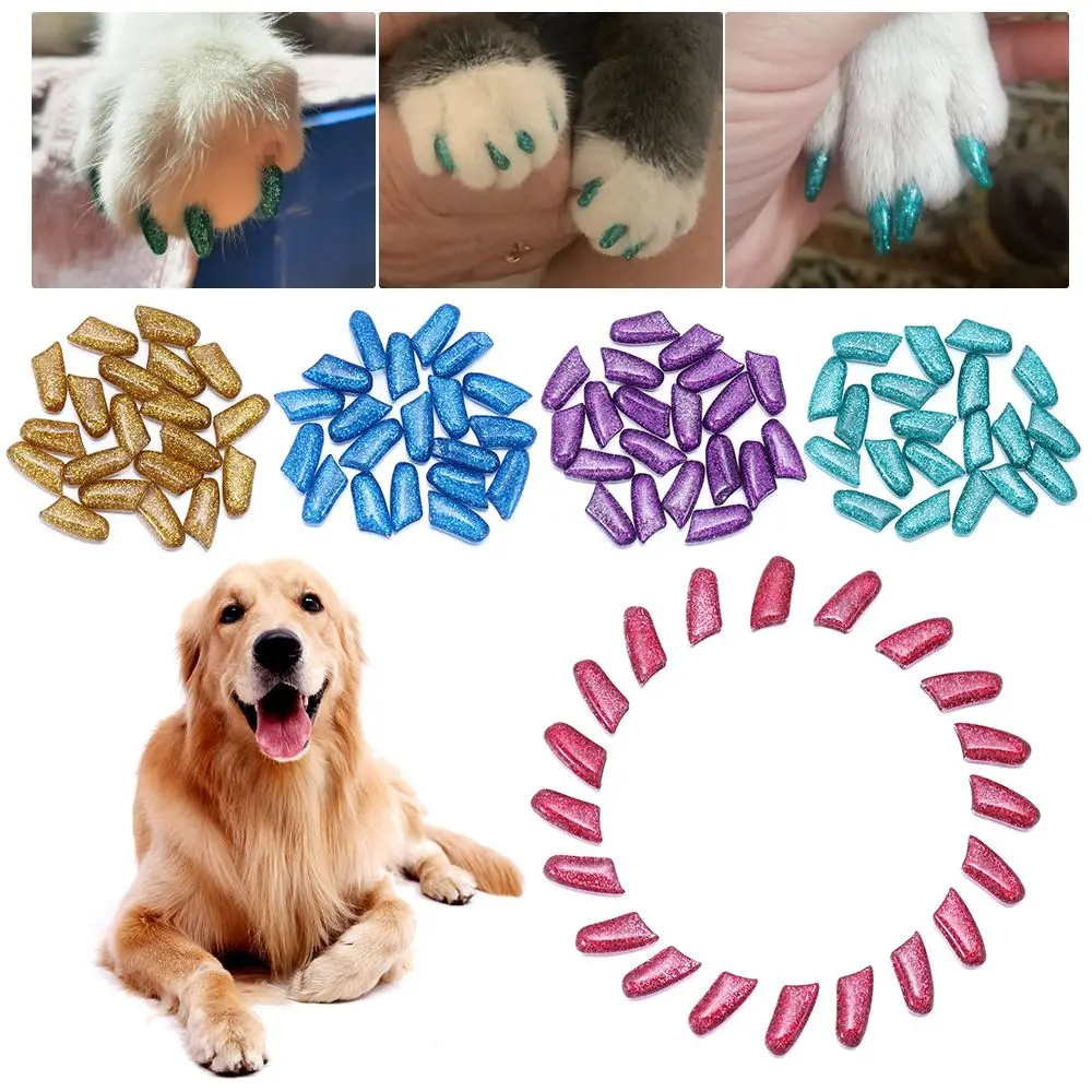 

20PCS New Non-toxic Protective Mult-color Cat Paw Nail Cap Pet Grooming Dog Claw Covers Silicone