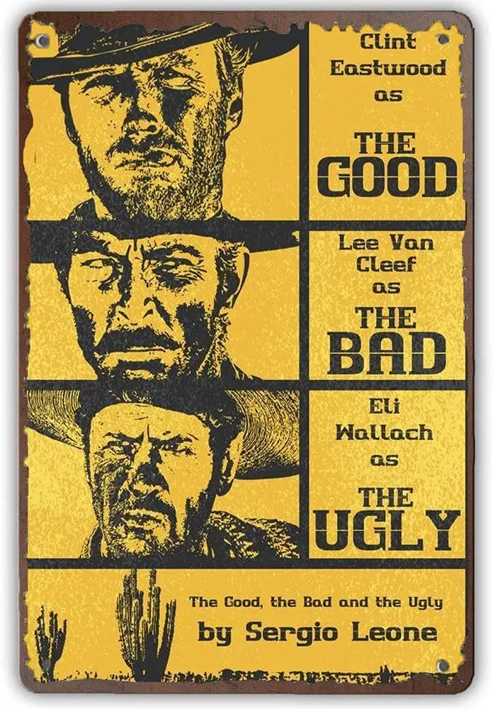 

Clint Eastwood The Good The Bad The Ugly Movie Tin Sign Metal Sign Metal Decor Wall Sign Wall Poster