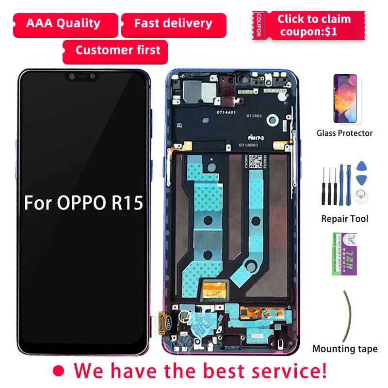 6 28 &quotоригинал для OPPO R15 lcd дисплей сенсорный экран с рамкой PACM00 CPH1835 PACT00 |