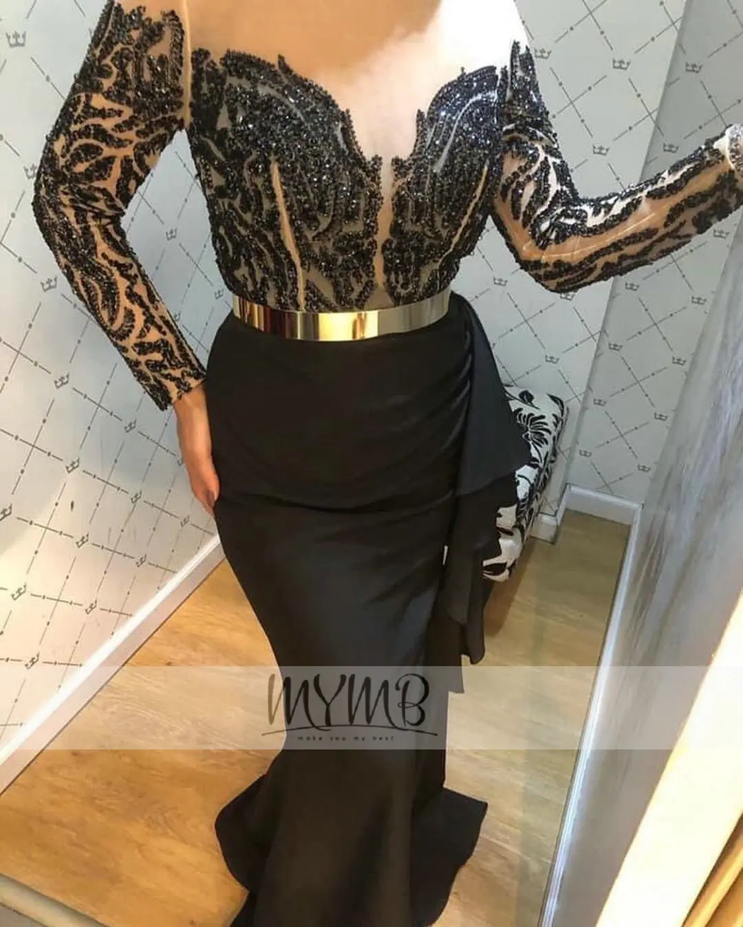 Скромное блестящее арабское мусульманское вечернее платье креп с длинным