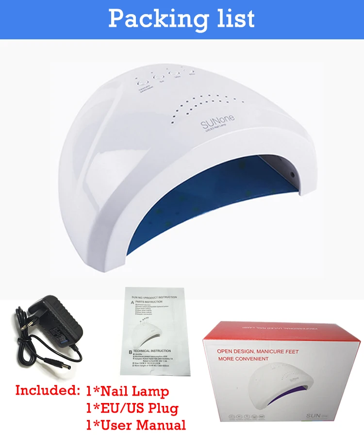 

Sun One Nail Gel Dryer 48W Nail Lamp for Nail 30Led Uv Lamp Quickly Dry Nail Polish Dryer White Professional Manicure Lamp
