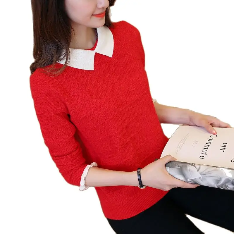 In the autumn of 40 hot new lace cuff female head shirt white small collar sweater F1222 | Женская одежда