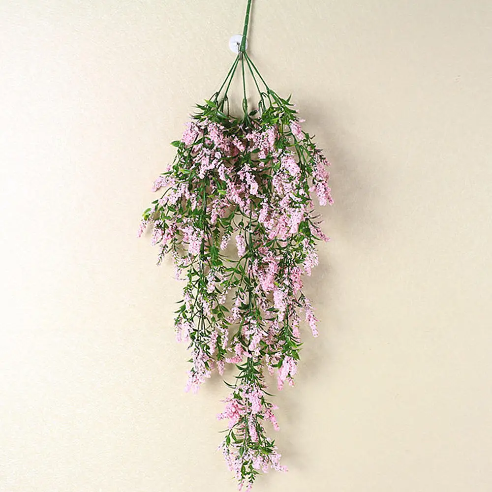

2 Pcs Artificial Lavender Fake Flower Wall Hanging Vine Rattan Simulation Plants Wedding Party Decor Home Decoration