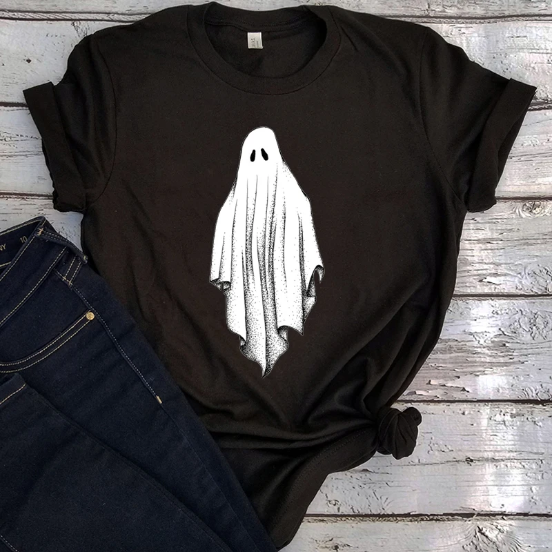 

Sheet Ghost Graphic Tees Women Clothing Halloween Aesthetic Clothes Women Plus Size Summer Streetwear Girl Top Skull T Print