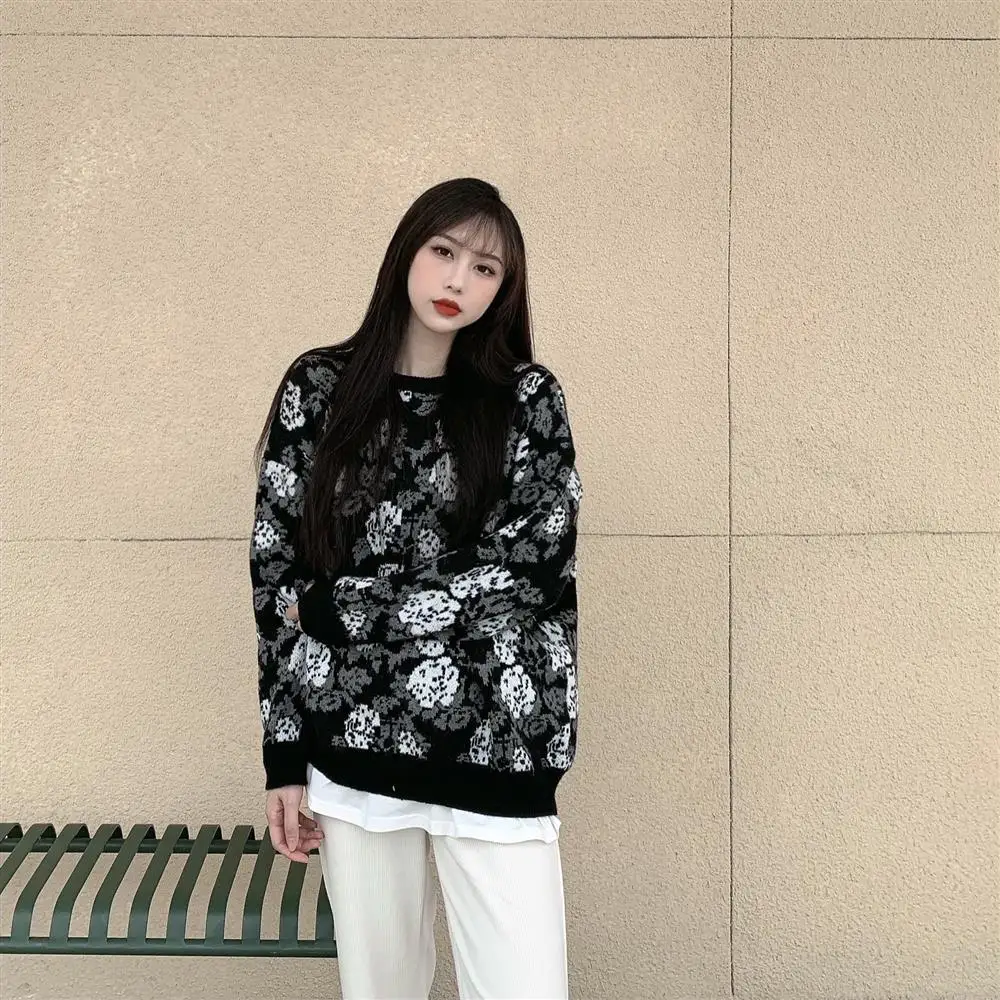 

Sweater new female loose pullover round neck Christmas shoulder sleeve outside wear autumn and winter coat