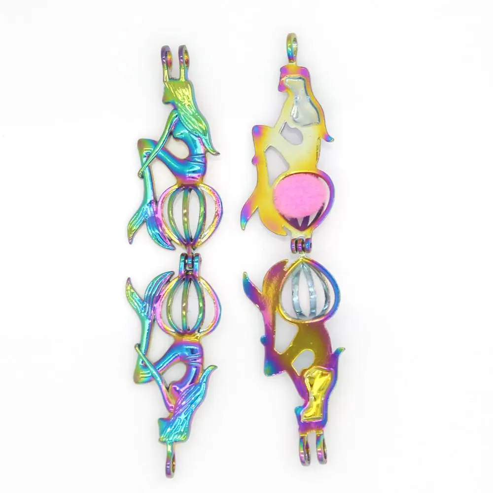 REYOW 5 шт. Радужный цвет русалка жемчуг бисера клетки медальон кулон Духи Эфирное