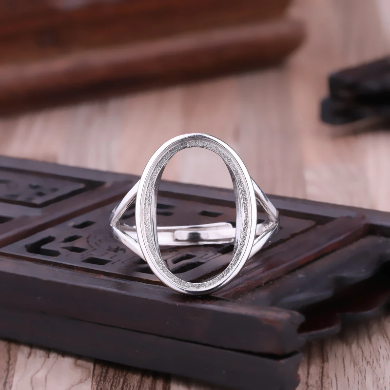 925 Sterling Silver Adjustable Ring Settings Base Findings Diy Jewelry Accessories Glass Cabochons Cameo Tray For Rings Making
