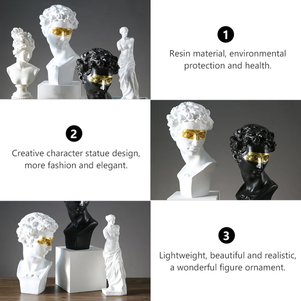 

1Pc Creative Character Statue Tabletop Resin Portrait Chic Sculpture Decors