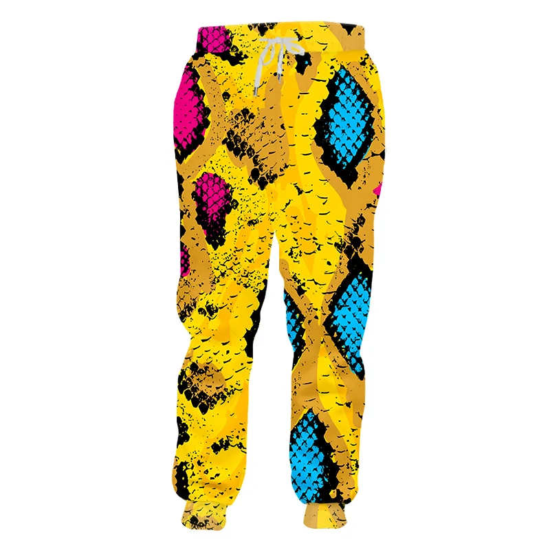 

New Men/Women Colorful Snake Skin 3D Printed Casual Jogger Pants Fashion Streetwear Men Loose Sports Long Pants Custom Drop Ship
