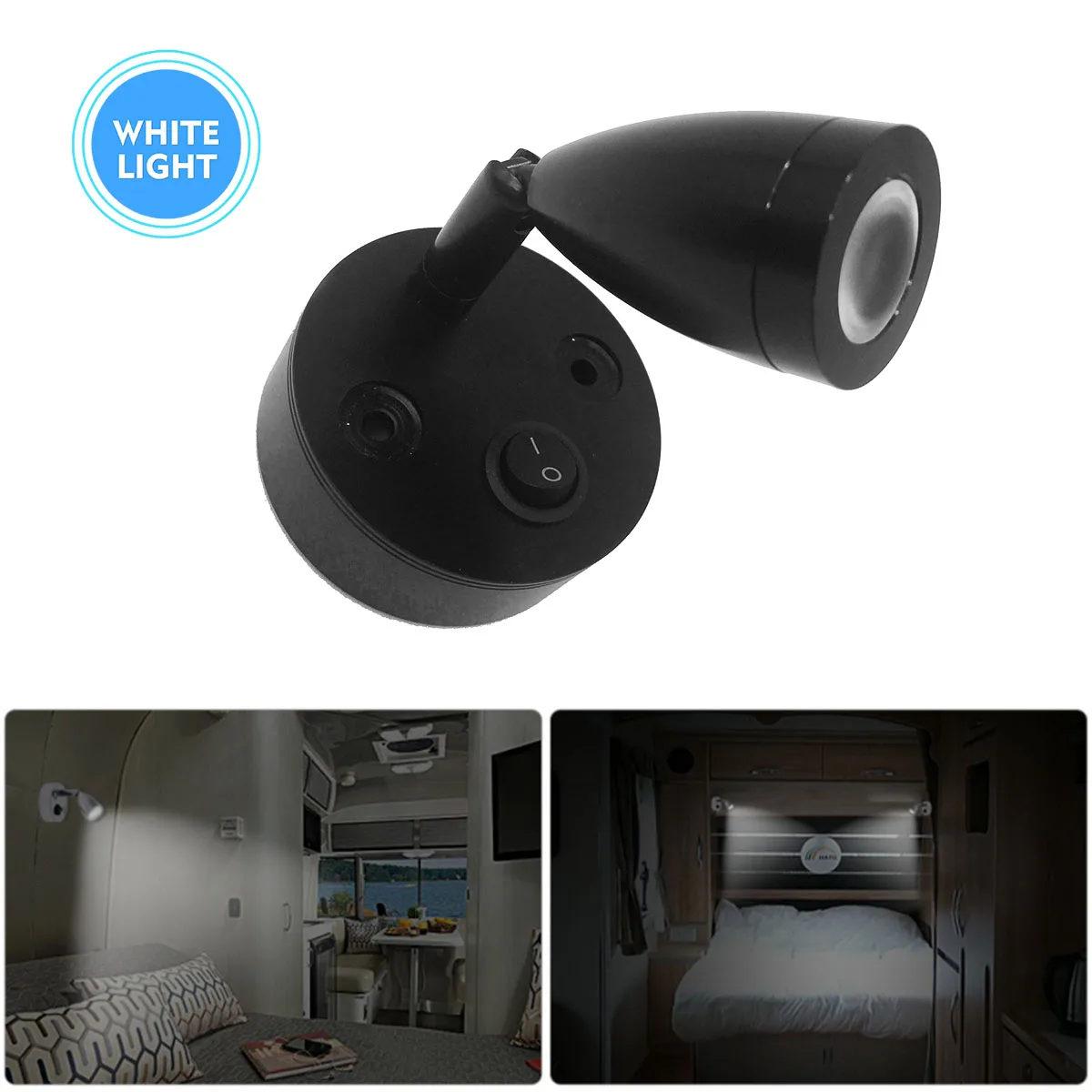 

12V 3W Camper чтение светильник регулируемый караван прикроватный настенный светильник белый светодиодный переключатель дополнительной Фары С...