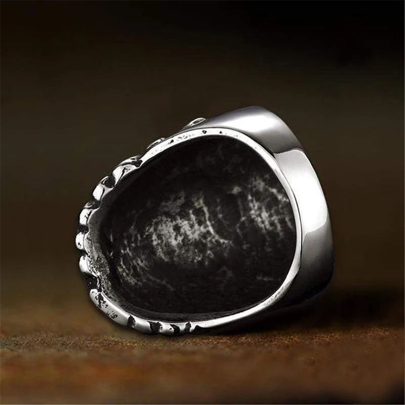 

Street fashion trendy male retro punk eagle wings stone men's ring hip hop rock party locomotive accessories jewelry gifts